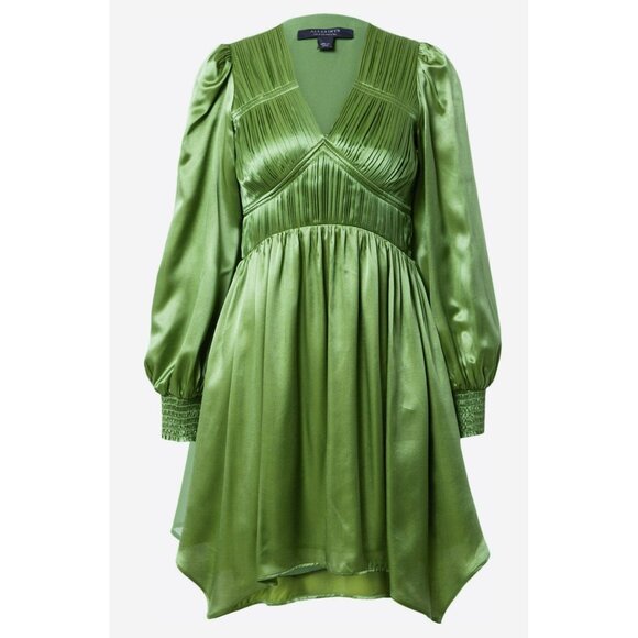 All Saints $395 Cactus Esta Silk Blend Asymmetrical Hem Mini Dress Sz 0 NWT - Picture 5 of 10
